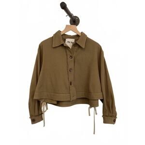 NEW AVN women's good vibe cropped jacket shirt in brown